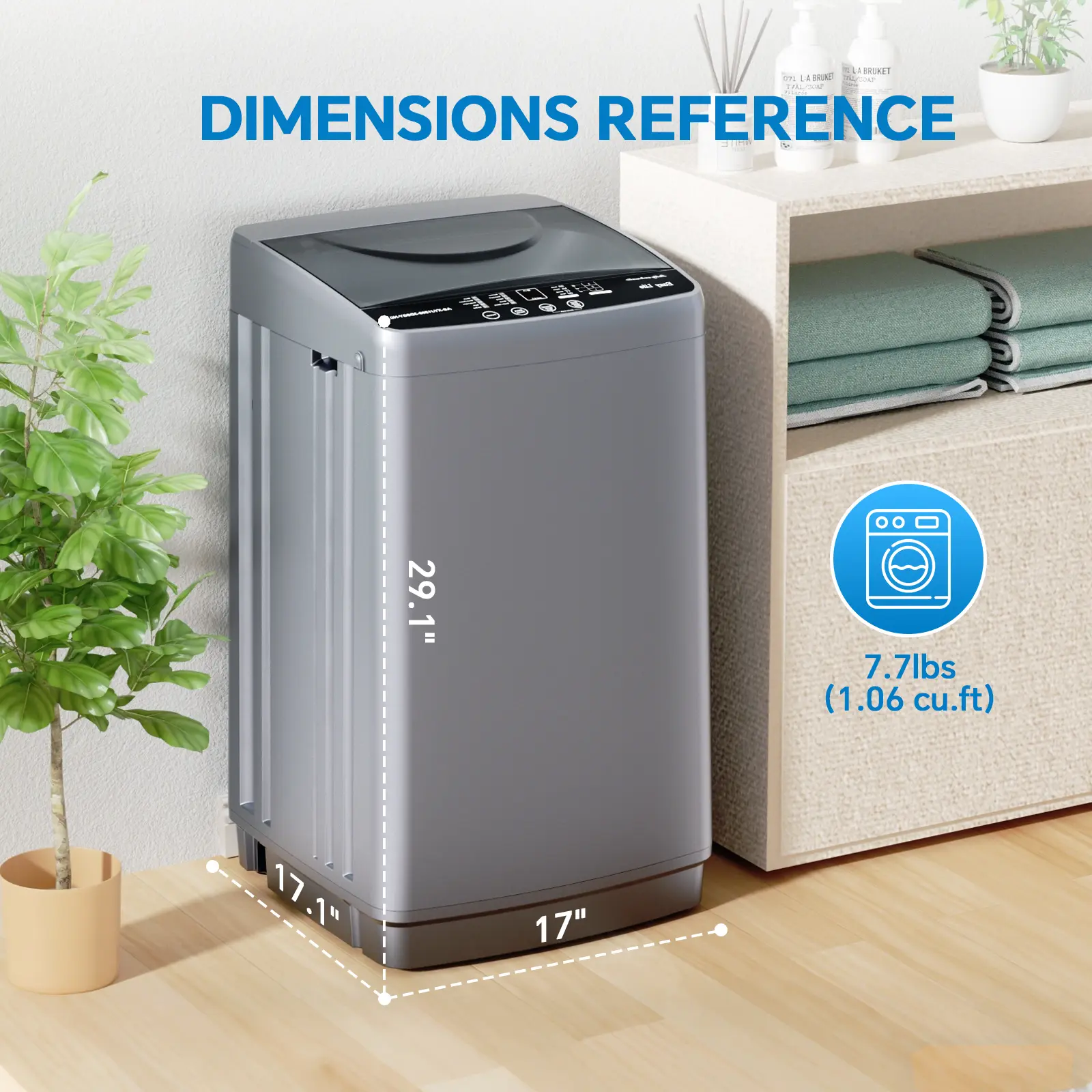 Grey-16.93 x 17.05 x 29.13 inch