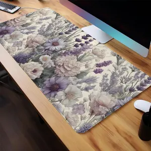 Floral Pattern Design Mouse Pad, 1 Count Rectangle Gaming Mouse Pad, Non-slip Rubber Base Stitched Edge Desk Pad Desktop Accessory for Desk Laptop Desktop Desk Accessories