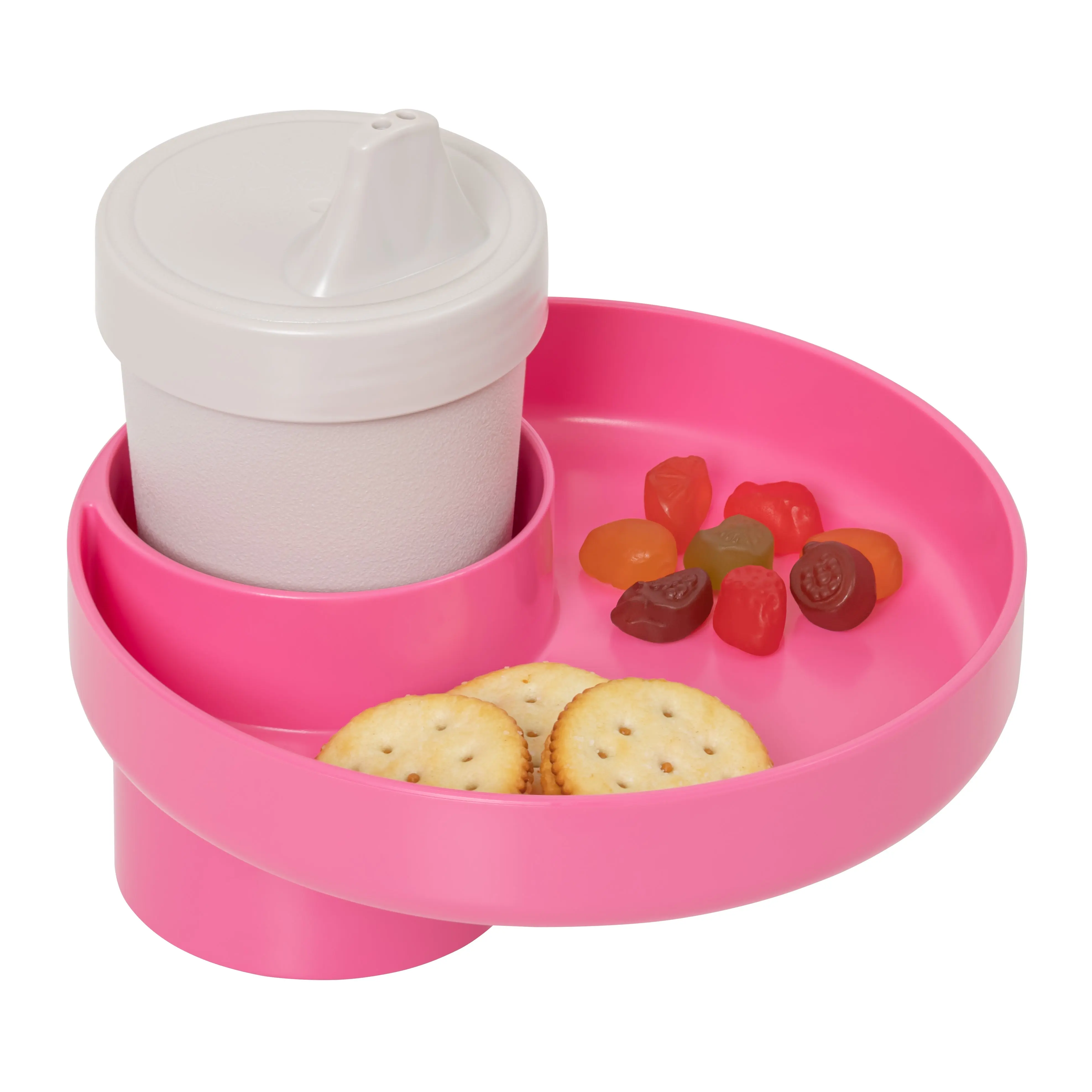 My Travel Tray -   Made In USA - Great for Kids and Adults! Extend Your Cup Holder Plus Tray to Hold Drinks, Food, and Toys. Fits Most Cup Holders for Cars, Boats, and Strollers. Round - Hot Pink