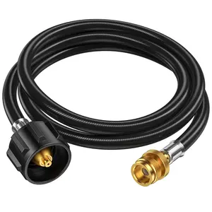 Stop Buying Small Tanks!  6FT Propane Adapter Hose with Gauge - Connect Your Grill & Heater to 20lb Tank - Save Big!