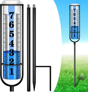 Rain Gauge Outdoor, Rain Gauges Outdoors  Rated, Accurate Rain Measure Gauge for Garden, Thickened Tube Rain Meter with Stake, Adjustable Height & Large Font Water Gauge for Rain, Easy to Read