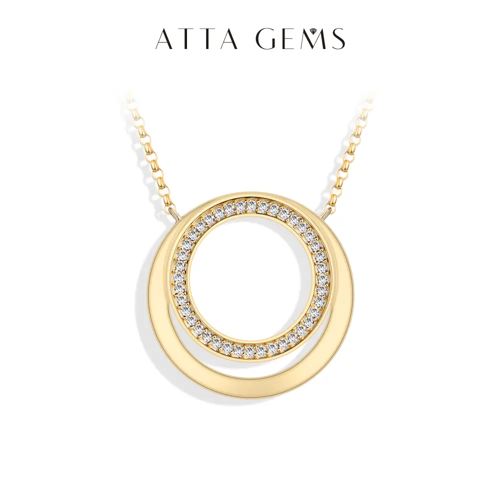ATTAGEMS Round Shape Lab-Created Moissanite Necklace Pendant for Women Real S925 Sterling Silver Luxury Birthday Anniversary Wedding Daily Engagement Gift Fine Jewelry N054, Necklaces For Women summerwins