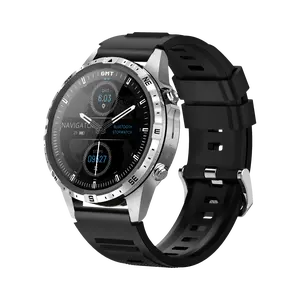 Aolon GT5 Pro Smartwatch with a 1.6-inch HD display, multifunctional fitness tracking, alloy body, designed for men, black wearable device with Bluetooth connectivity.