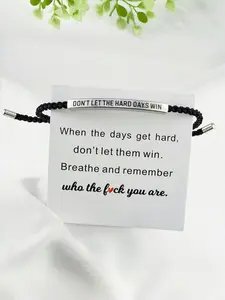 Don't Let The Hard Days Win Inspire Bracelet - Stainless Steel & 18k Gold Plated Braided Design with Engraved Message - Adjustable Up to 10"