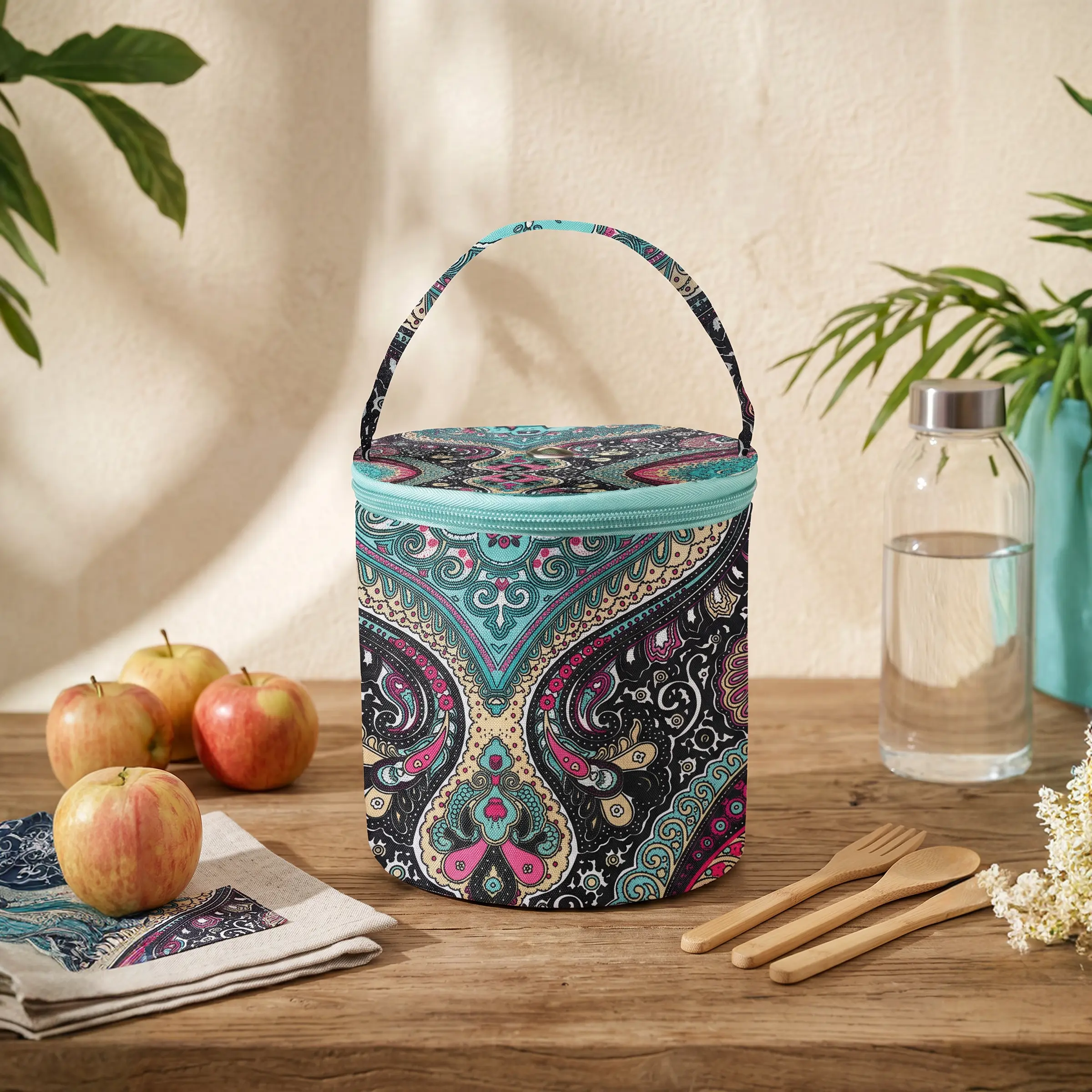 Portable Yarn Storage Bag for Knitting and Crochet, Anti-Tangle Top Opening, Dustproof Holder for Hooks Needles Tools, Lightweight Tote with Fun Colorful Prints, Great Gift for Crafters