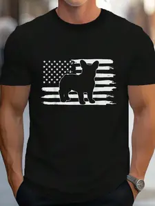 100% Cotton Frenchie Shirt French Bulldog T-Shirt 4th Of July Tee T-Shirt Women's Men's Graphic Tee Crew Neck summer vacation Tops