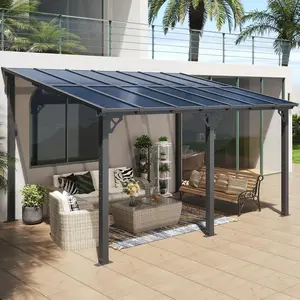 Aoxun Wall Mounted Gazebo, Heavy Duty Outdoor Pergola Awning, Large Waterproof Canopy for Patio Deck Backyard