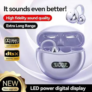Clip-on Earbuds for Glasses - Open Ear Bluetooth 5.4 Headphones, 60H Hands-Free Stereo Audio, Zero Pain IPX5 Gym-Proof Design, Non-Fog C-Shaped Bridge for Running/Cycling, Purple，hlfi，sound