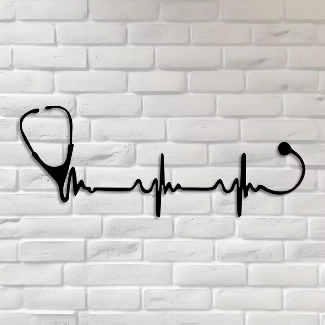 ECG Heartbeat Stethoscope Design Wall Art, Iron Wall Decor, Aesthetic Wall Decor, Wall Art Decor for Home Living Room Bedroom Office Decoration
