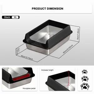 Heavy Duty Large Stainless Steel Cat Litter Box - Rust-Proof, Easy to Clean, Long-Lasting Durability for Big Cats, Automatic Battery-Free Pet Feeder Bowl