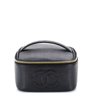 Pre-owned CHANEL Leather Top Handle Bags Vintage Timeless Vanity Case Caviar Mini by Rebag