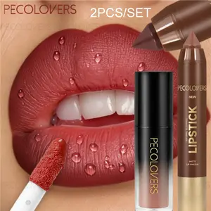 2pcs Velvet Matte Lip Duo - Lip Liner & Lipstick Set, Sweat-Proof Non-Sticky 24H Wear, Universal Light Shades for All Skin Types, Smooth Glide for Daily & Formal Events - Longwear Lip Makeup Gift Set