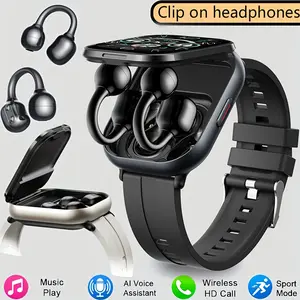 Smart Watch with Earbuds, 2.01" HD Screen Fitness Watch, 2 in 1 Smartwatch with 100+ Sport Fitness Tracker, Sleep/Heart Rate/Blood Pressure Monitor Pedometer for iOS & Androd,Black