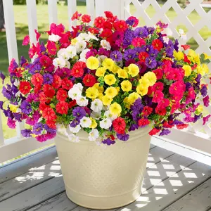 Outdoor Artificial Flowers, 24 Bundles Realistic Plastic Petunias, UV Resistant Silk Petunias, Perfect for Outdoor Pots, Gardens, Porches, Spring Summer Decor, Outdoor Faux Plants, Artificial Plants