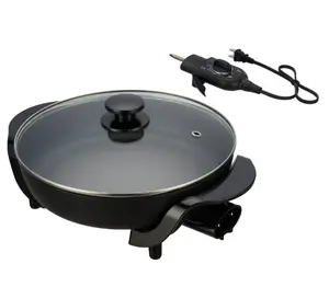 Mainstays 12" Round Ceramic Skillet, Black,Nonstick, 1200W, Removable Temp Control, Dishwasher Safe