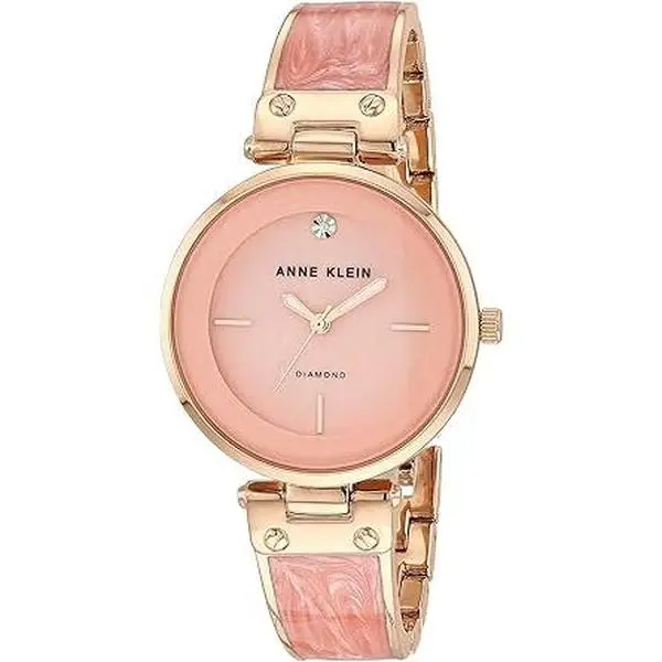 Anne Klein Genuine Diamond Dial Bangle Ladies Watch AK/2512LPRG