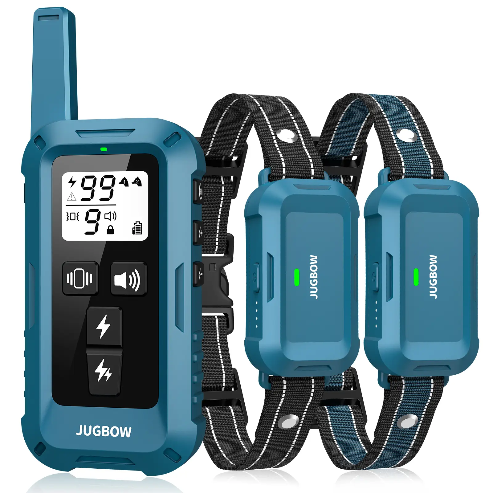 Jugbow Dog Training Collar - 4200FT with Remote, 4 Training Modes,Security Lock, IPX8 Waterproof, Rechargeable e-Collar for All Breeds,Blue 2dogs-DT68