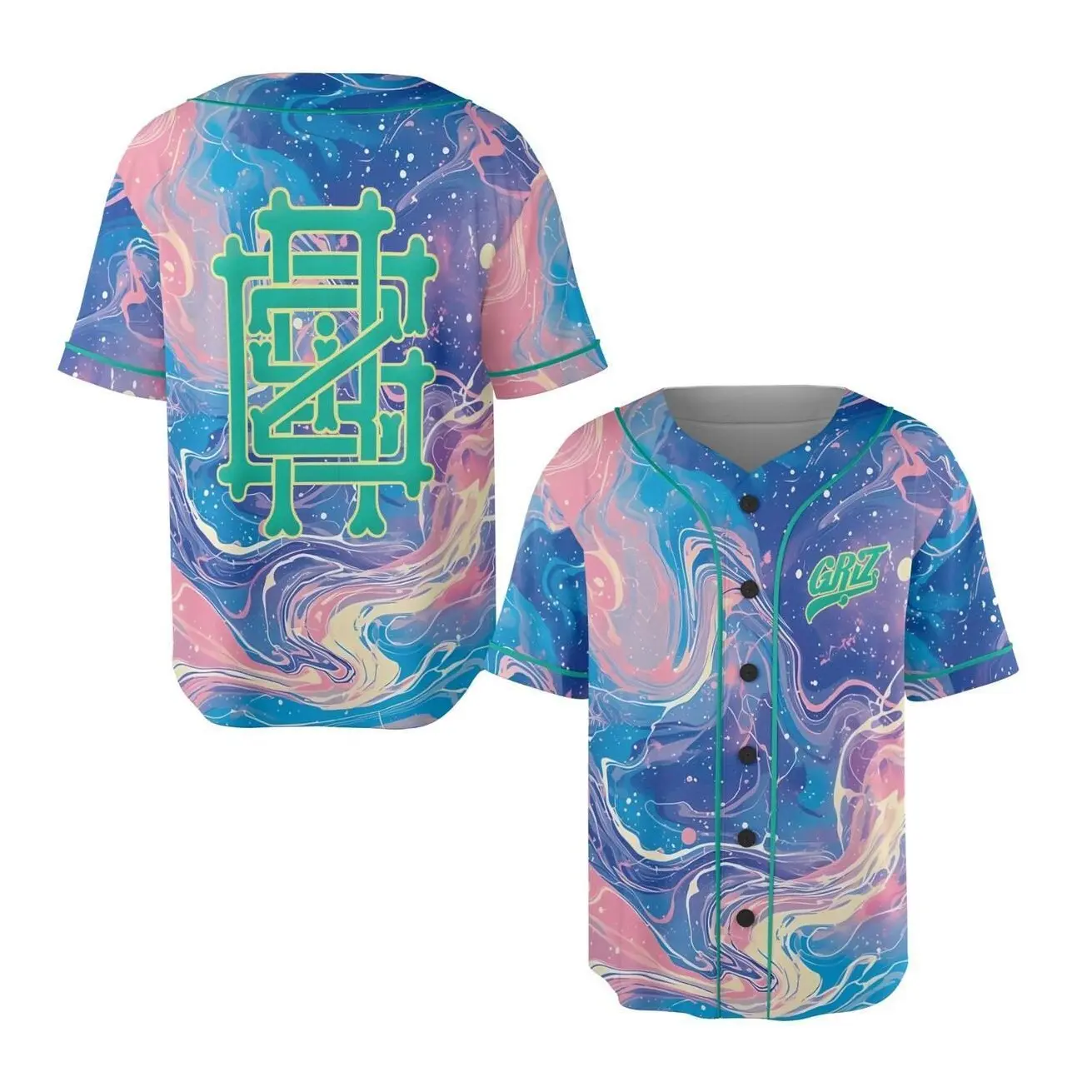 Pastel Baseball Jersey Pink Blue Swirl Rave Shirt, Edm Festival Outfits