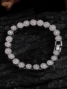 Hiphop Style Round Copper Zircon Bracelet, Trendy Fashion Jewelry Gift Idea, Daily Wear Accessory for Men & Women