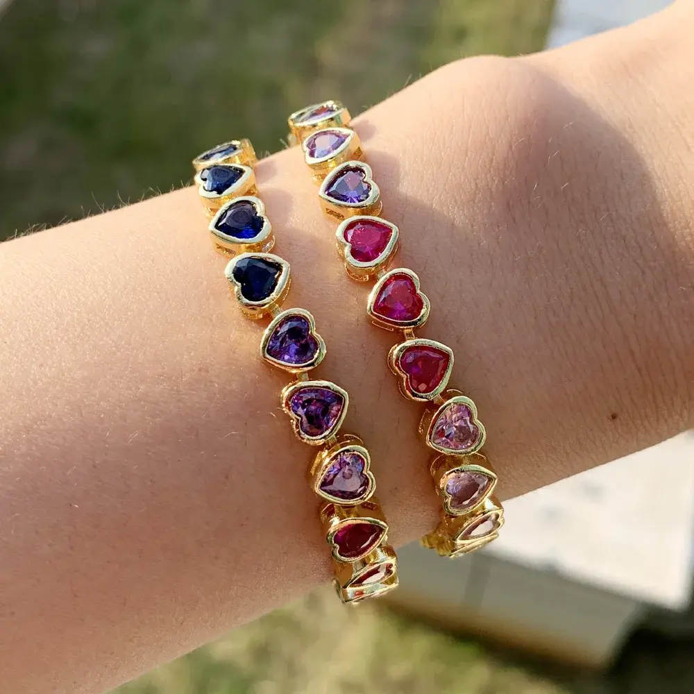Heart-shaped CZ Tennis Bracelet