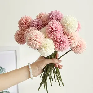 Set of 12 Synthetic Chrysanthemum Flowers, Imitation Dandelion Blooms Made Of, Perfect for Creating a Bridal Bouquet Or for Decorating Homes, Gardens, Parties, And Weddings