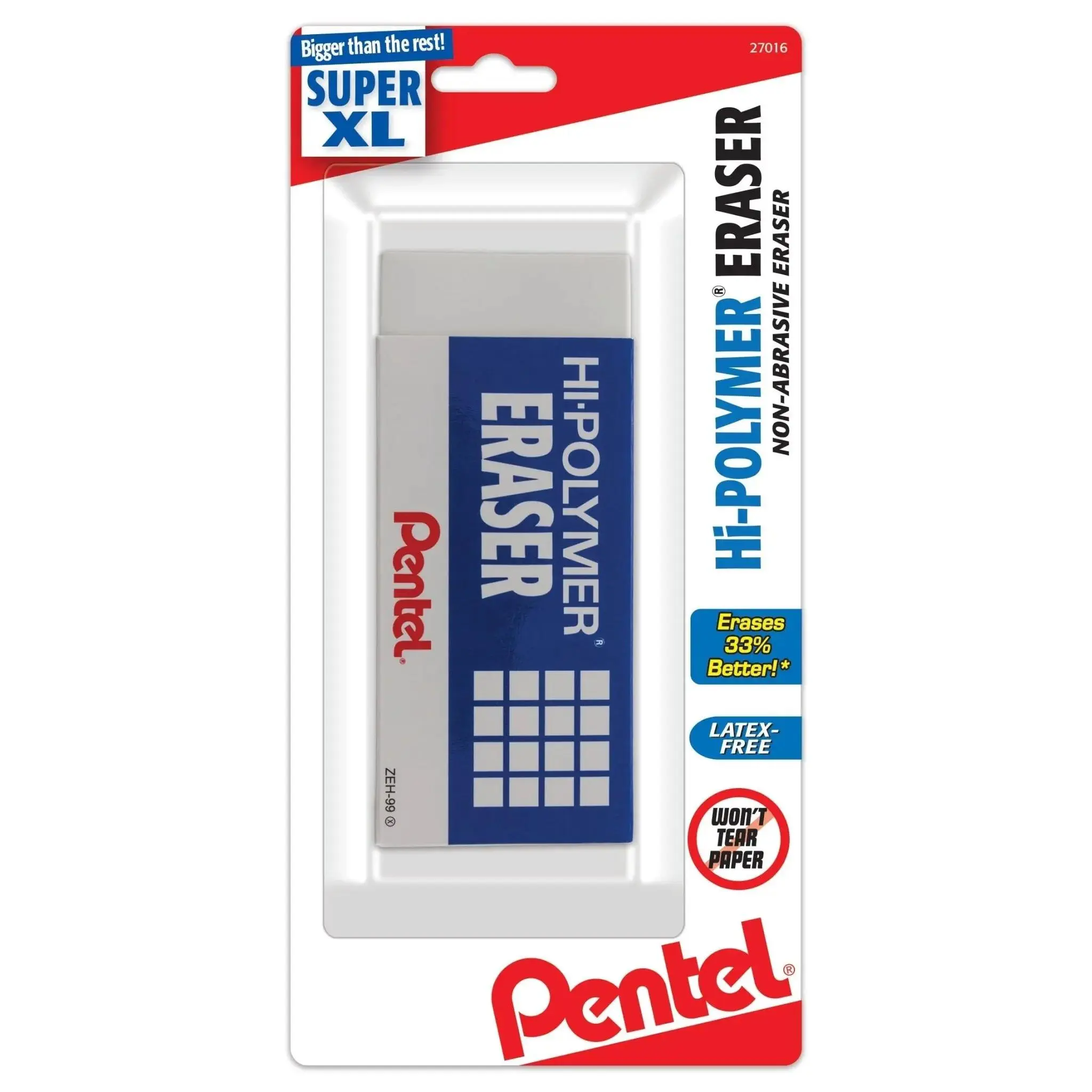 Hi-Polymer Block Eraser - Super XL White, 1-Pk, Block Form, Clean Erase, Latex-Free, Shape-Cuttable, All Seasons Office Correction Tool