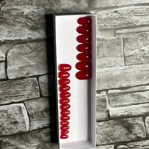 20 builder gel red medium Oval shape glossy press ons will fit small ,medium nail beds
