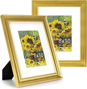 8x10 Picture Frame Set of 2Display Pictures 5x7 with Mat or 8x10 Without MatVintage Picture Frames for Tabletop or Wall Display,