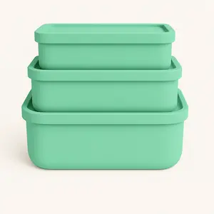 Dreamroo 3-pc Nesting Rectangular Food Container Set for non-toxic meal prep & freezer-to-oven use -  14 oz., 24 oz.  & 37 oz