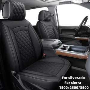 2007-2026 Chevy Silverado 5 Seat Cover GMC Sierra 1500/2500/3500HD Crew Double Extended Cab Trail Boss Z71 Pickup PU Leather Truck Cushion Protector