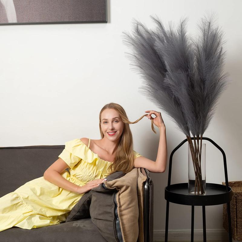 Faux Pampas Grass, 3PCS Large Tall 43'' Fluffy Artificial Fake Pompous Grass For Boho Decor Home Kitchen Wedding Decoration Floor Vase Filler