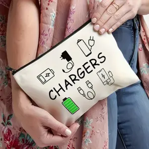 Charger Makeup Bag for Teens & Women, Cosmetics & Toiletries Organizer, Ideal Gift for Travel, Birthdays, Christmas, Travel Cosmetic Bags, Cosmetic Pouch, Travel Essentials