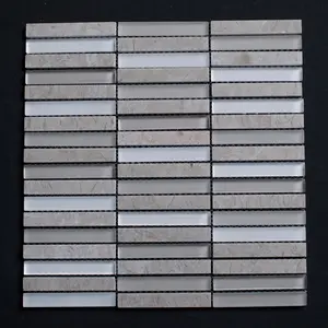Glossy Glass and Haisa Marble Combination Glass Mosaic Tile