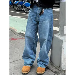 Men'sNewLooseWashedBlueDenimJeansforCasualWear,SimpleDesignforAllSeasonsComfortableFitDurableFabric,Streetwear