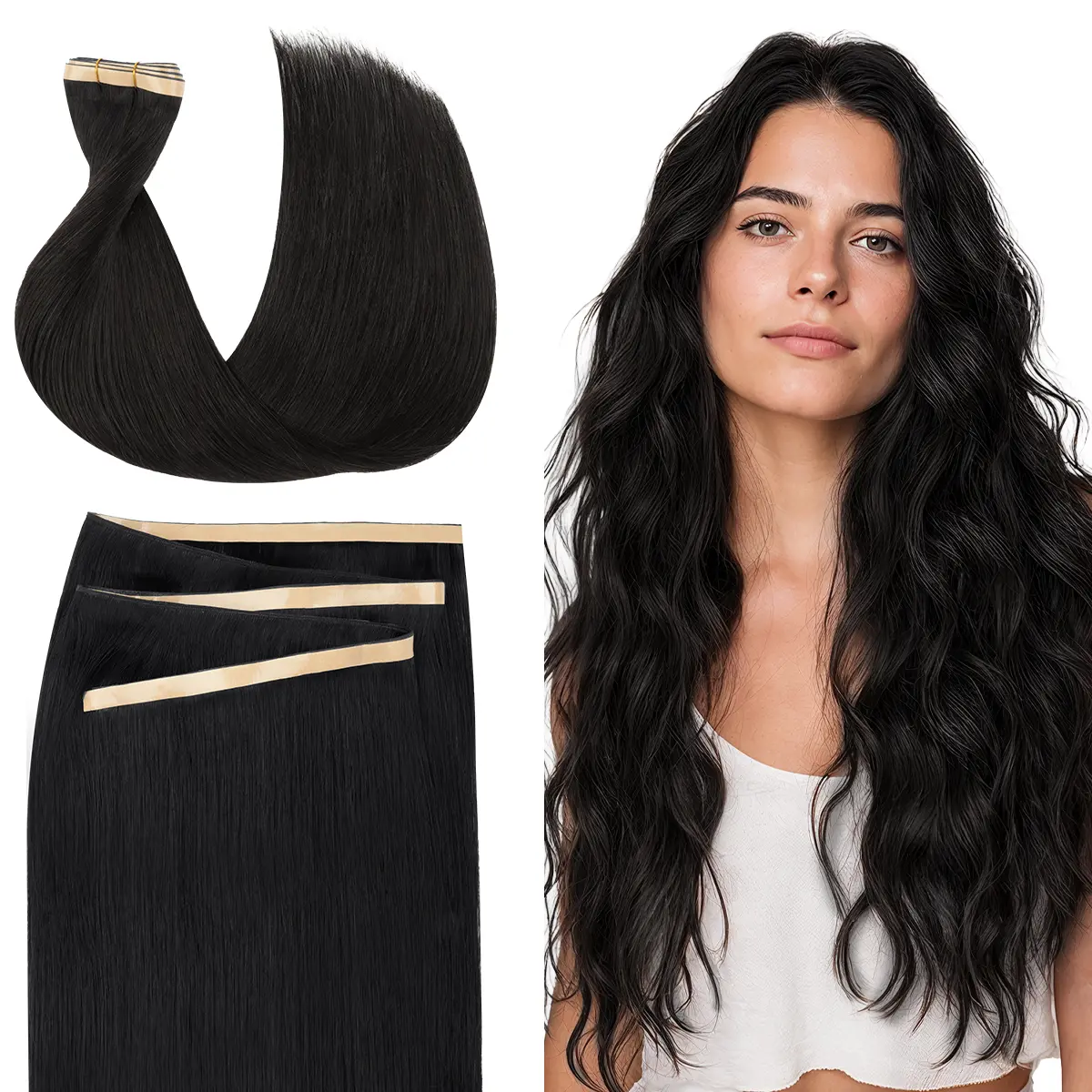 GOO GOO Tape In Weft Extensions,Genius PU Long Weft premium tape wefts,14-24 Inch Real Human Hair Remy Human Hair for Natural Look & Volume summer hairstyles #sohochic