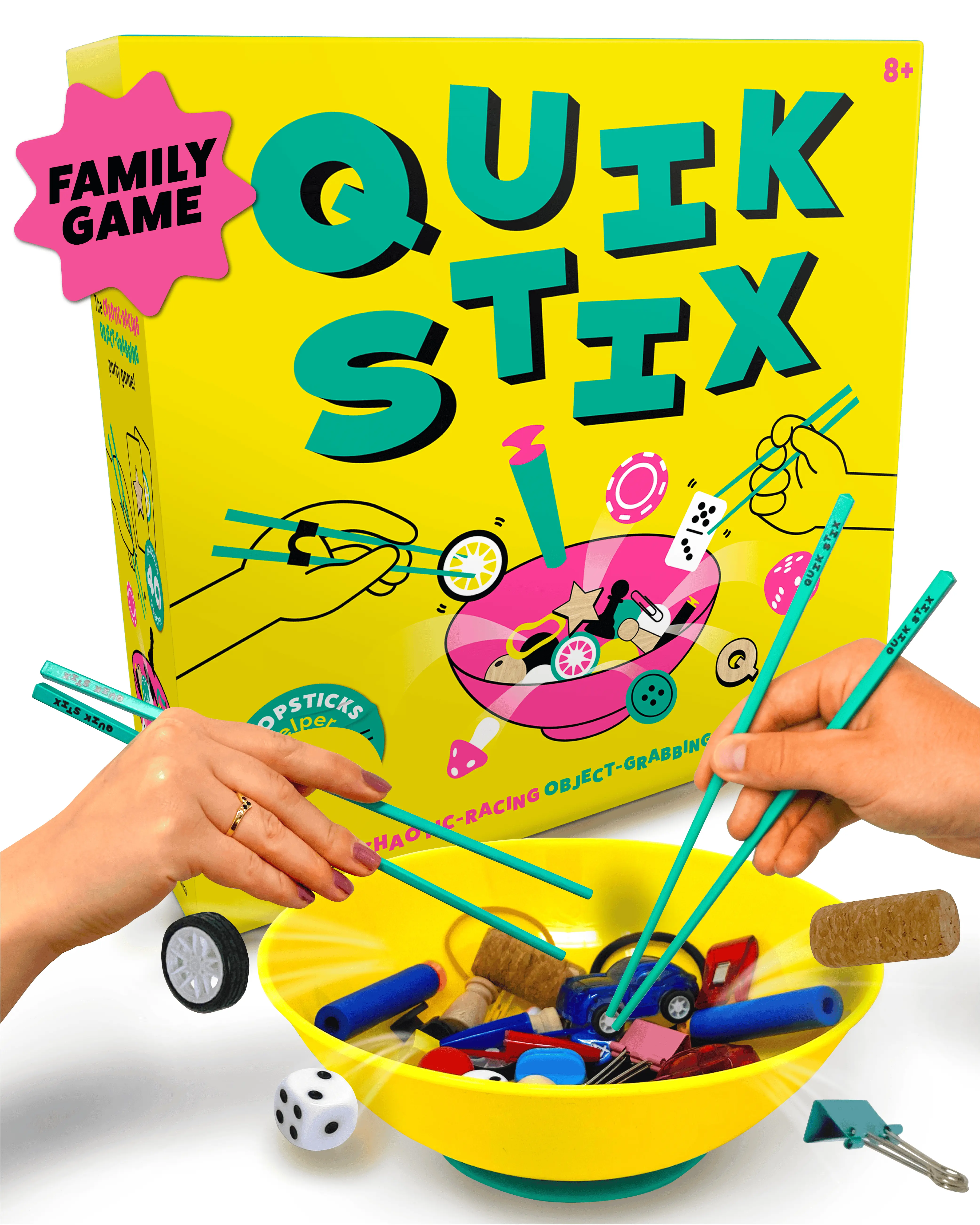 Chopsticks Challenge Game: Quik Stix - The Ultimate Game Of Skill And Dexterity | Ages 7+ | 2-8 Players | For Families, Teens & Adults | Fun Family Night Party Game | Birthday Gift | Games Night