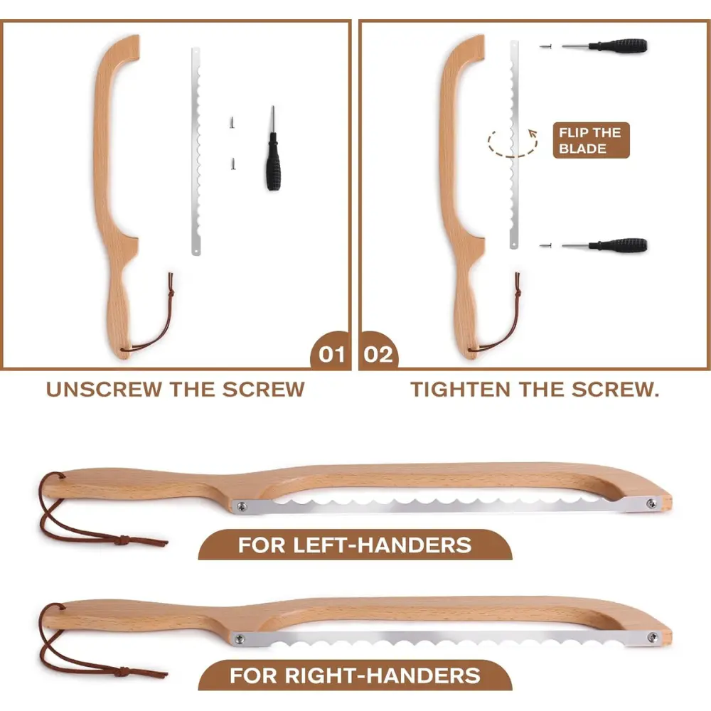 Sourdough Bread Knife 16" Premium Stainless Steel Serrated Saw for Homemade Bread, Ideal for Bagels & Baguettes