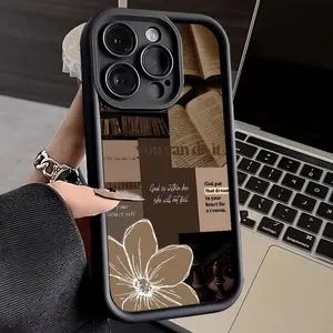 Phone case for iPhone 16 Pro Max 15 Plus 14 13 12 11 XR XS Literary Christian Design Pattern Full Body Protection Shockproof Soft Silicone Cellphone Cover Gift For Girls and Women