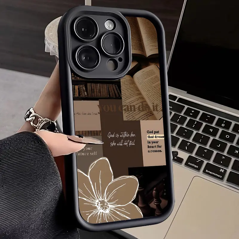 Phone case for iPhone 16 Pro Max 15 Plus 14 13 12 11 XR XS Literary Christian Design Pattern Full Body Protection Shockproof Soft Silicone Cellphone Cover Gift For Girls and Women