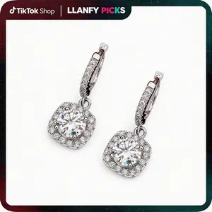 Dangle Hoop Earrings For Women Huggie Earrings with Princess Cut Square Halo CZ Charm Dangling Drop Cartilage Cuff Earrings Hypoallergenic Jewelry Birthday Wedding Gifts