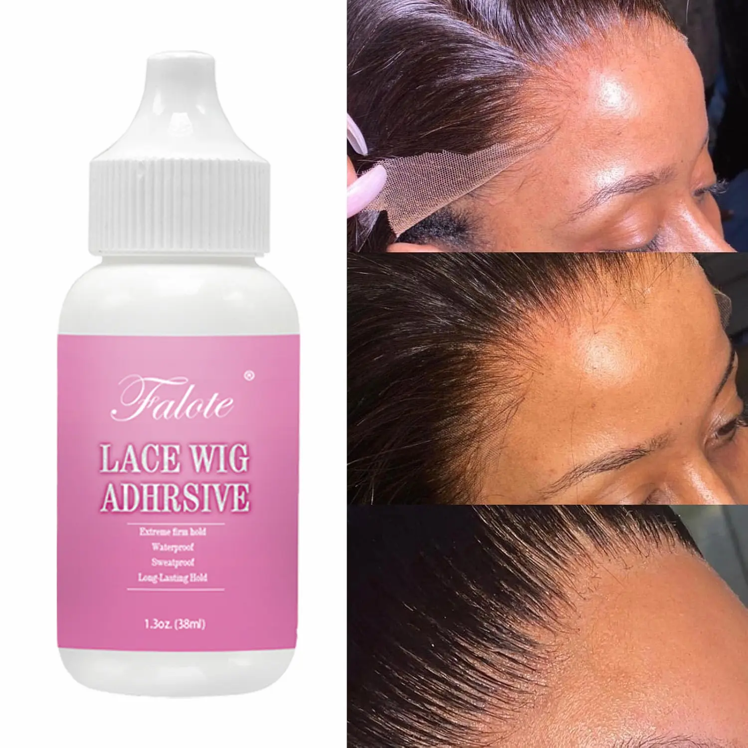 Falote Lace Wig Glue & Remover Kit - Waterproof Front Wig Bond Melt Spray, Strong Hold Adhesive Bundle, Swimming-Friendly for Human Hair Extensions Secured Wig Kit Laceglue