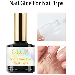 GLOZ Nail Glue 8ml, Brush On Nail Bond Adhesive for Press On Nails, Nail Tips & Acrylic Nails - Long Lasting & Extra Strong