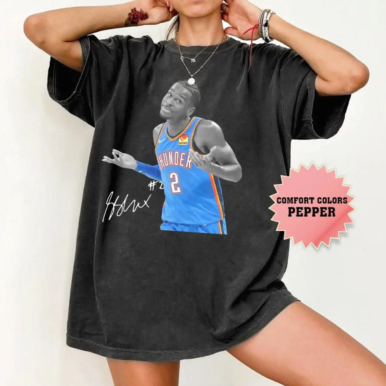 Retro Shai Gilgeous-Alexander With Signature Comfort Colors Shirt, Shai MVP Tee, Oklahoma City Basketball Champions T-Shirt, Game Day Shirt P93