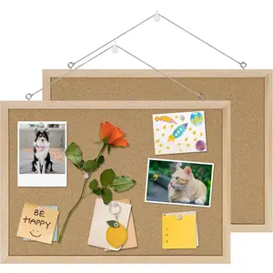 Cork Board Bulletin Board 2 Pack,17"X12" Cork Board for Office with Pin Oak Wood Boards,Hanging Corkboards for Office Home School Message Board or Vision Board Decoration