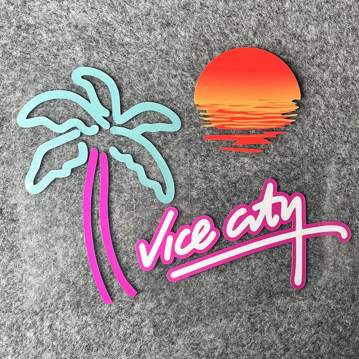 Vintage Sunset Neon Coconut Tree Car Stickers Decor Motorcycle Body Windshield Auto Window Glass Moto Helmet Accessories Decals