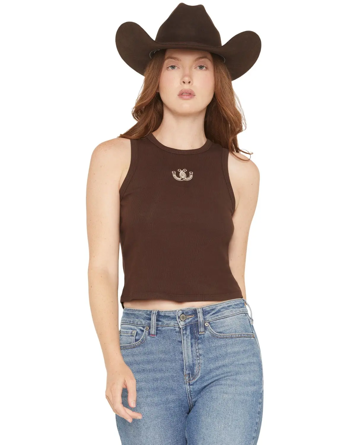 Originality Women's Women'S Horseshoe Embroidered Sleeveless Tank Top - A2844e186jd