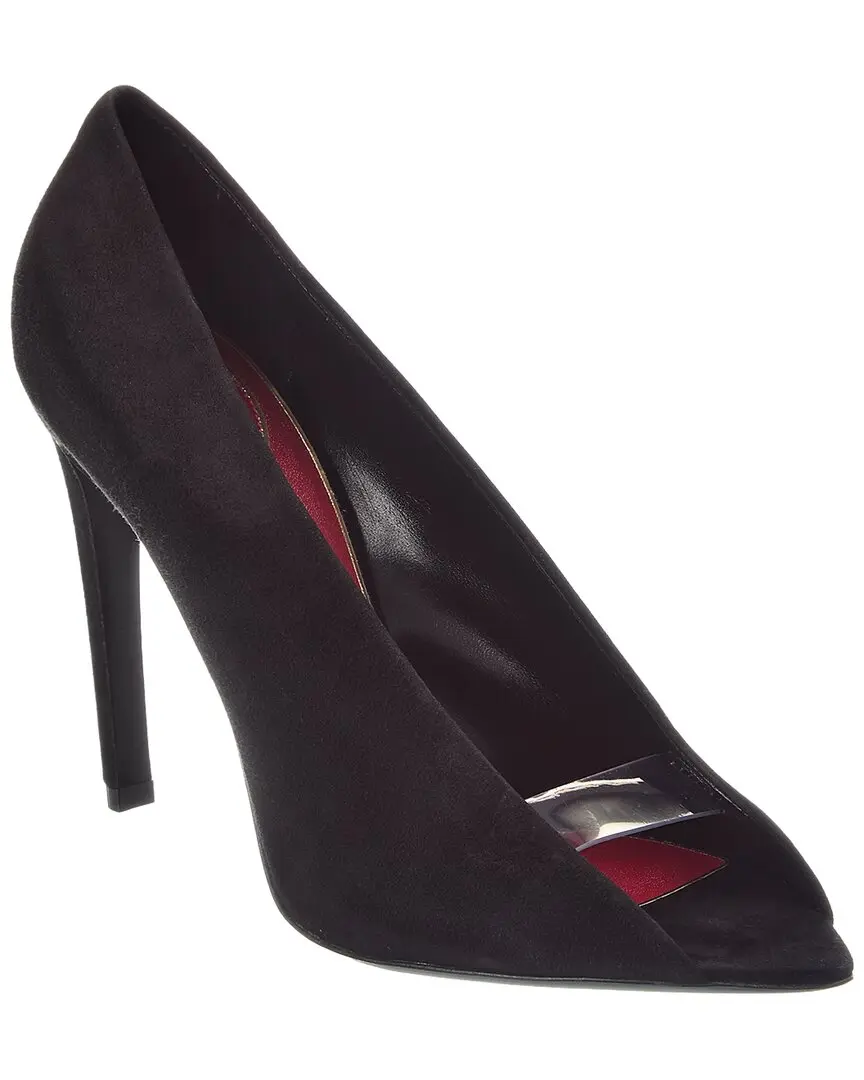 Valentino Vlogo Signature Open Toe Suede Pump