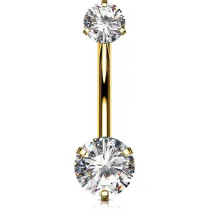 Belly Button Rings, G23 Solid Titanium Belly Rings, Clear CZ Navel Piercing Jewelry, Internally Threaded Belly Piercing Jewelry for Women