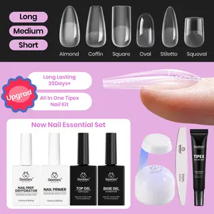 Beetles Tipex Instant Apex Nail Extension Tips Kit, with Hand Free Nail Glue,UV Lamp, Almond/Coffin/Square/Oval/Stiletto/Squaoval Shape Thick Acrylic Nail Flat Nails Manicure Gel press ons Nail Art DIY Nails Art # Easter'sGift