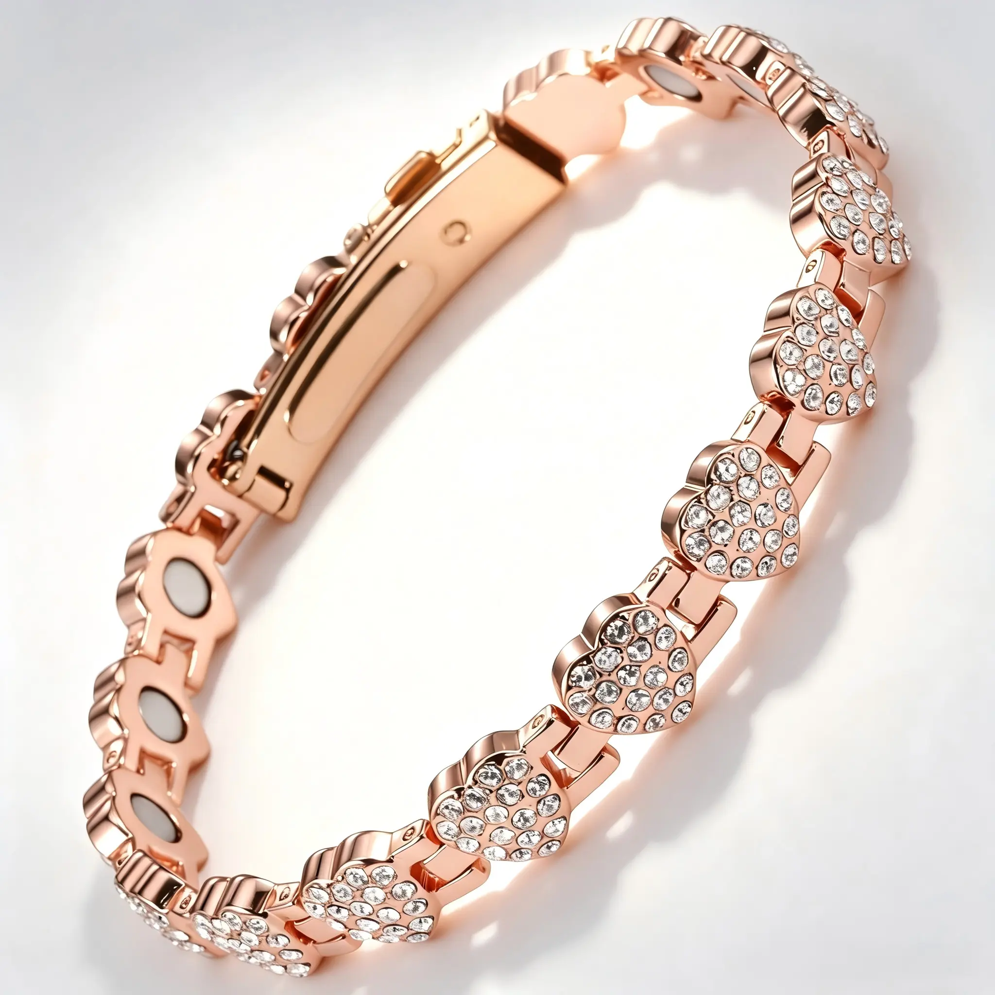 Women's Pure Copper Magnetic Bracelet, Fashionable Bracelet Jewelry with 3500 Gauss Magnets & Crystal Accents, Adjustable Copper Bracelet, Power Balance Bracelets, Mothers Day Gift Ideas